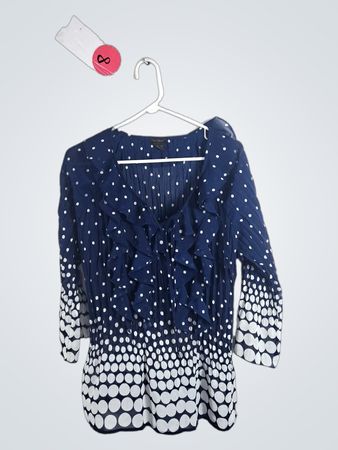 New Options Blue Polka Dot Blouse