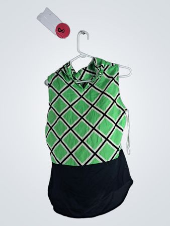 Green and Black Sleeveless Top