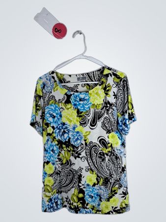 J.M. Collection Floral Paisley Short Sleeve Blouse