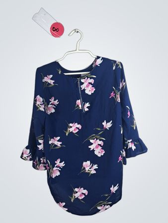 Navy Floral Print Blouse
