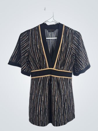 BCBG Max Azria Striped Short Sleeve Blouse