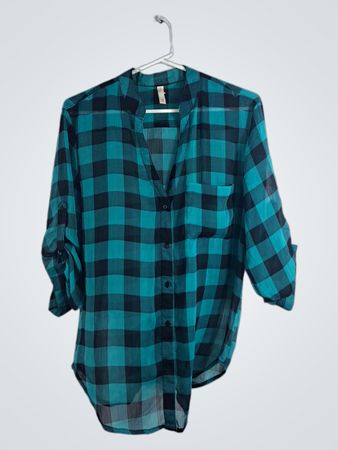 Xhilaria Green and Black Plaid Shirt