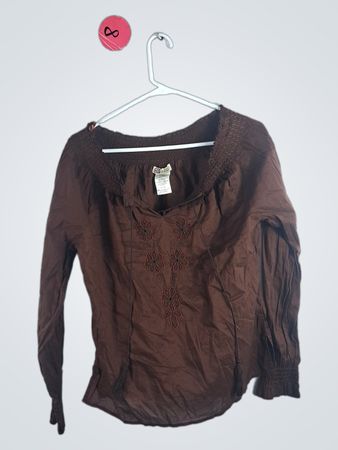 Faded Glory Brown Smocked Blouse