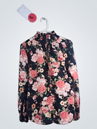 Per Una Black Floral Long Sleeve Blouse