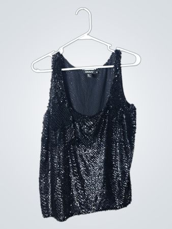 DKNY Black Sequined Tank Top