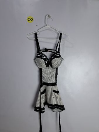 Intimité Black and White Striped Bustier Dress