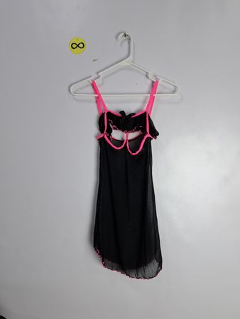 Black Nightgown with Pink Trim