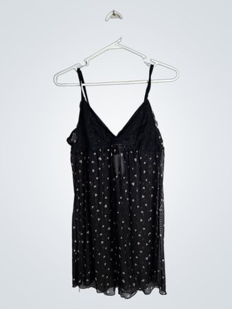 Black Sheer Camisole with Heart Pattern