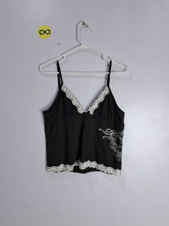 Black Lace-Trimmed Camisole