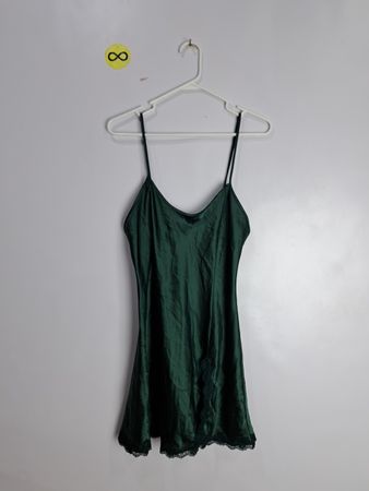 Calvin Klein Green Satin Slip Dress