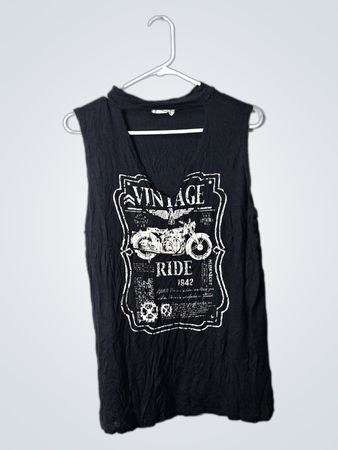 Black Graphic Sleeveless Shirt