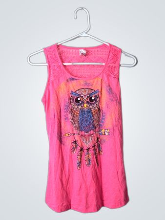 Pink Lace Trim Tank Top