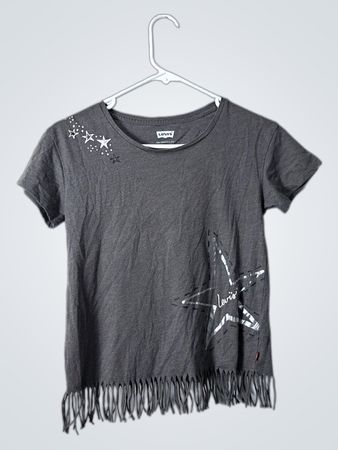 Levi's Gray Star Graphic Fringe T-Shirt