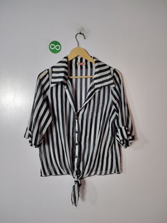 Striped Tie-Front Blouse