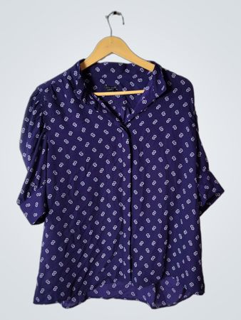 Ann Taylor Navy Paisley Print Blouse