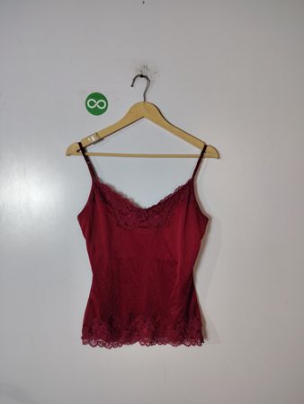 Red Camisole with Lace Trim