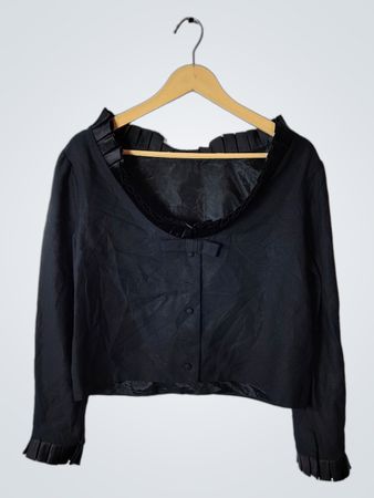 Black Off-The-Shoulder Long Sleeve Top