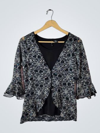 Blouse with Beaded Overlay