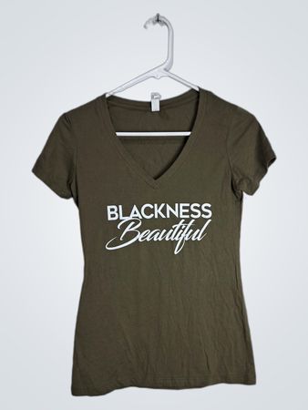 Olive Green T-Shirt with Blackness Beautiful Print