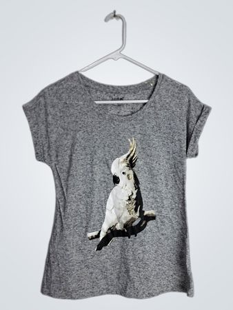 Gray T-Shirt with Cockatoo Design