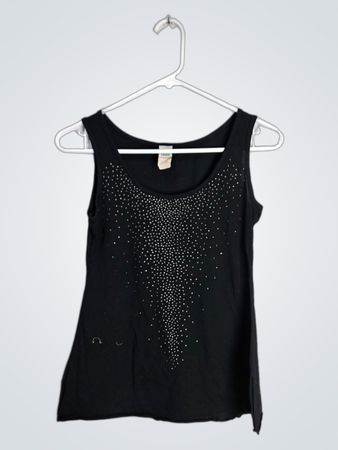 Black Rhinestone Tank Top