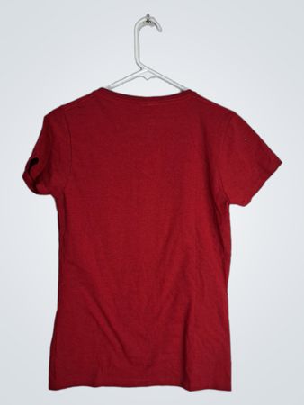 Red T-Shirt with Rainbow Lips Graphic