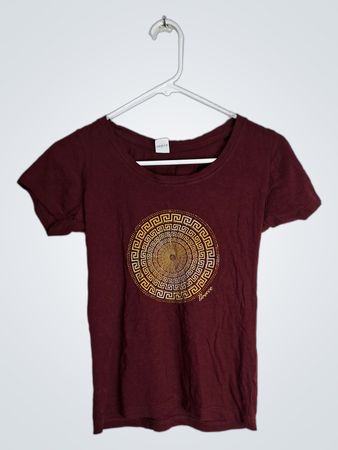 Maroon T-Shirt with Gold Design