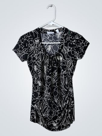 New York & Company Black Floral Top