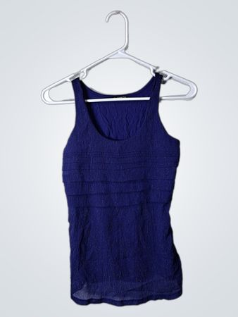 Express Navy Blue Ruffled Sleeveless Top