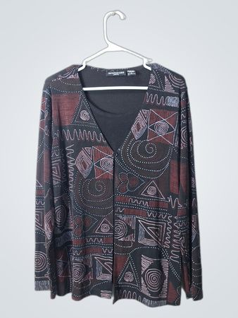 Long-Sleeve Geometric Print Top