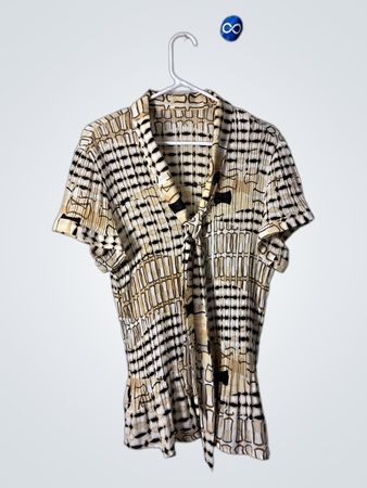 Blouse with Black and Beige Pattern