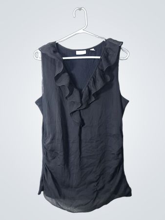 New York & Company Black Ruffled Top