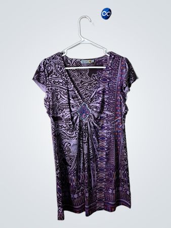Unity World Wear Purple Paisley Dress