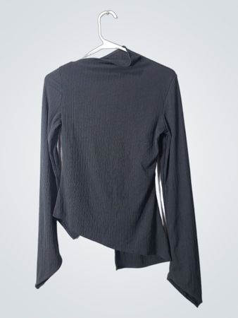 Unbranded Black Ribbed Long Sleeve Asymmetric Top