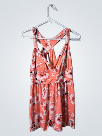 Floral Crisscross Back Sleeveless Top