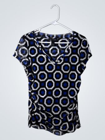 INC International Concepts Geometric V-Neck Blouse