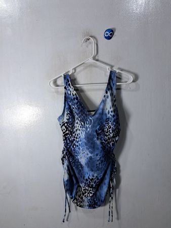 Blue Leopard Print One Piece Swimsuit