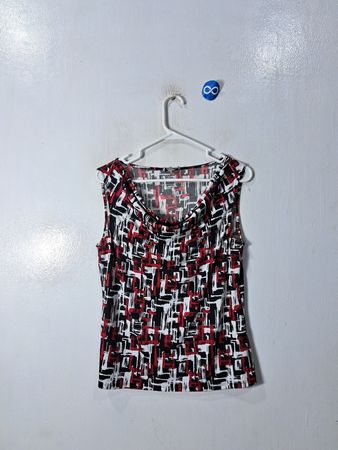 Tahari Geometric Print Sleeveless Blouse