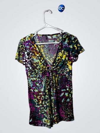 Blouse with Multicolored Floral Pattern