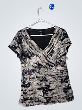 Style & Co. Women's Large Black and White Top