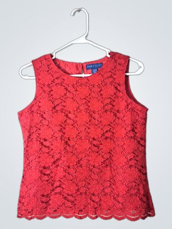 Karen Scott Red Lace Top