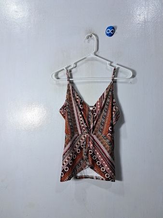 Brown Patterned Tank Top