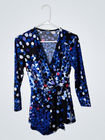 Anne Klein Blue Polka Dot Blouse
