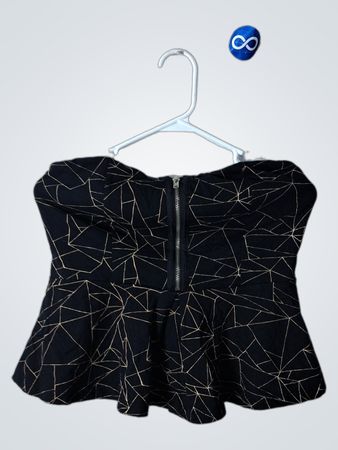 Forever 21 Black Geometric Strapless Crop Top