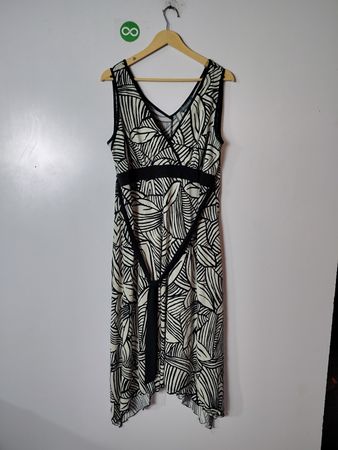 Addition Elle Black and White Printed Wrap Dress