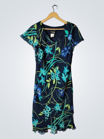 S.L. Fashions Floral Print Short Sleeve Dress