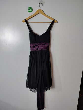 Black Evening Dress with Purple Accent