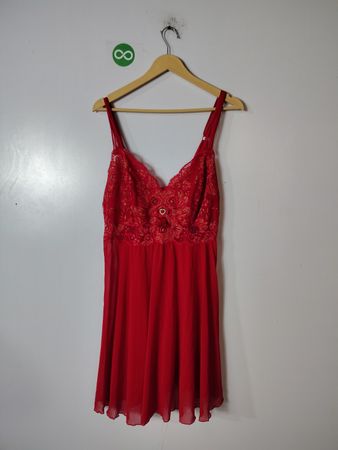 Cacique Red Lace Trim Chemise