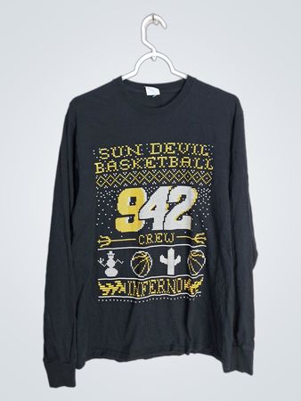 Black Long Sleeve Graphic T-Shirt with Sun Devil Basketball Design