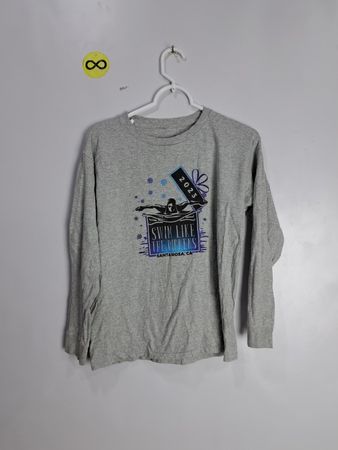 Gray Long Sleeve T-Shirt with Swim Like The Dickens Design